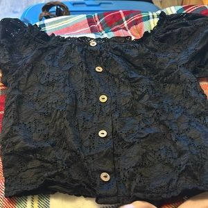 Black lace detail summer shirt